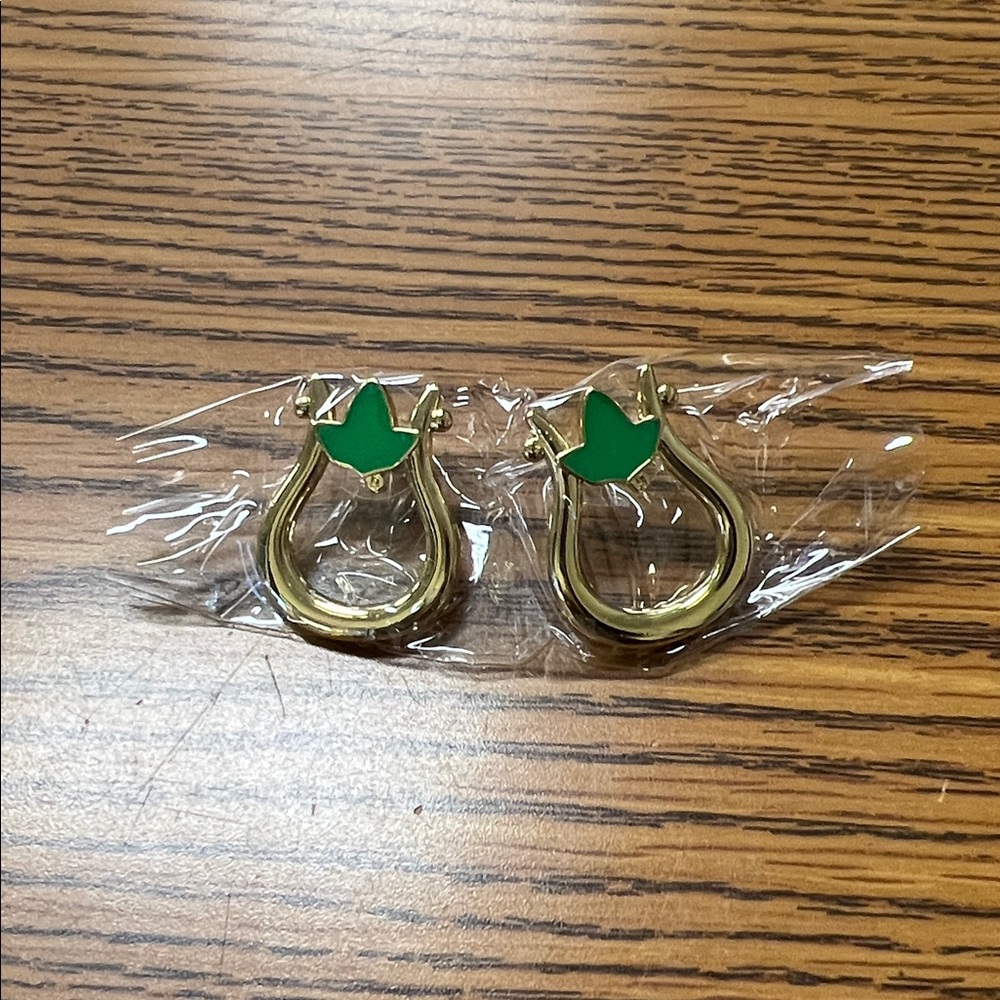 AKA Chic Gold and Green Hoop Earrings